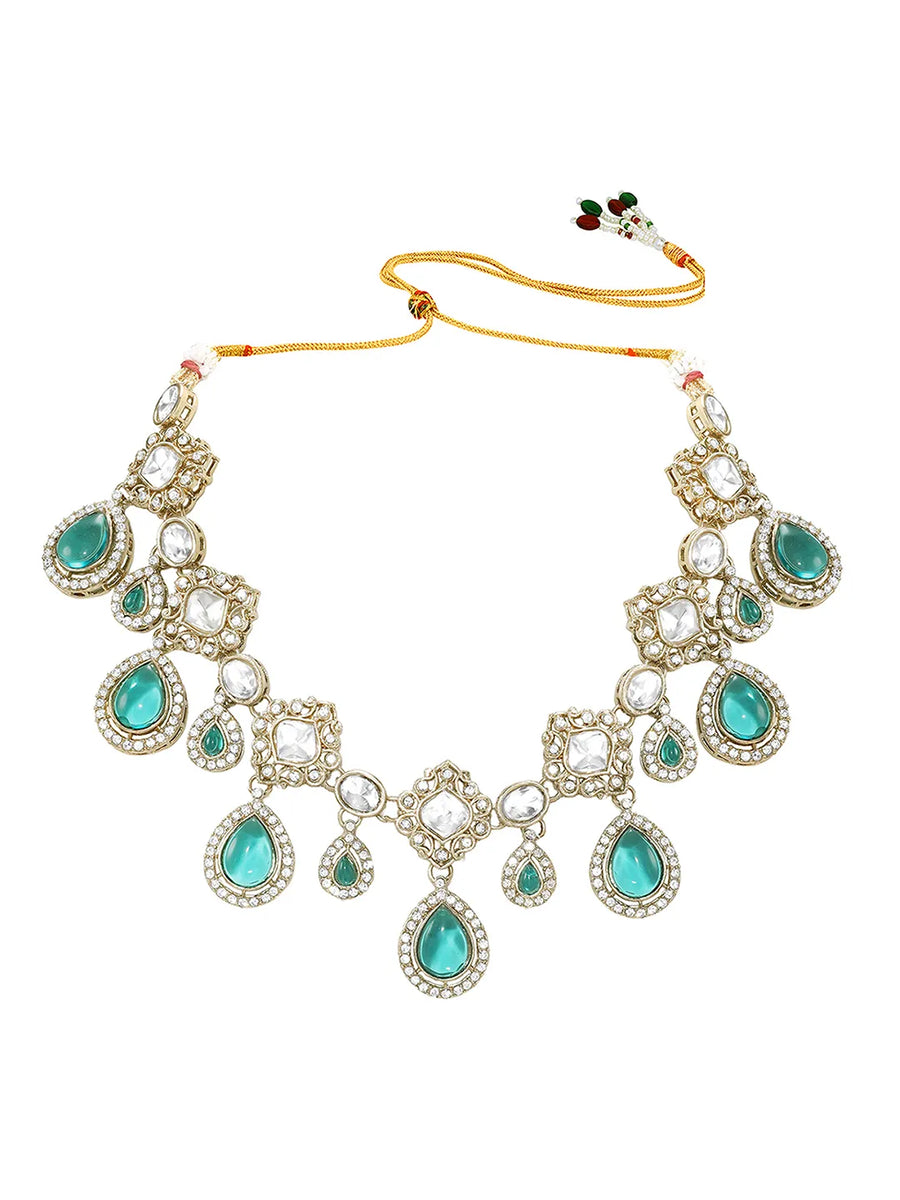 Gold Plated Purple Kundan Bridal Necklace Set