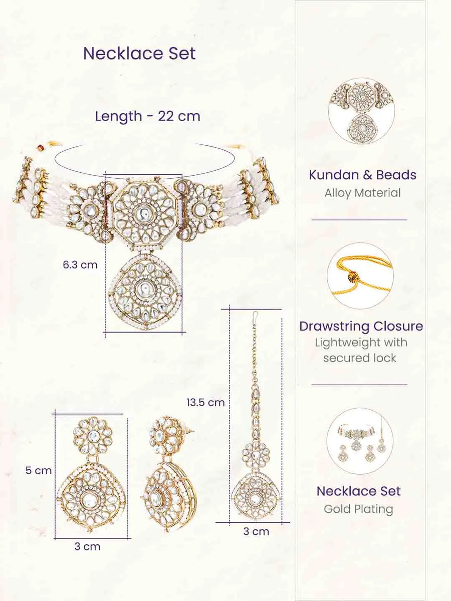 Gold Plated White Kundan Choker for Women