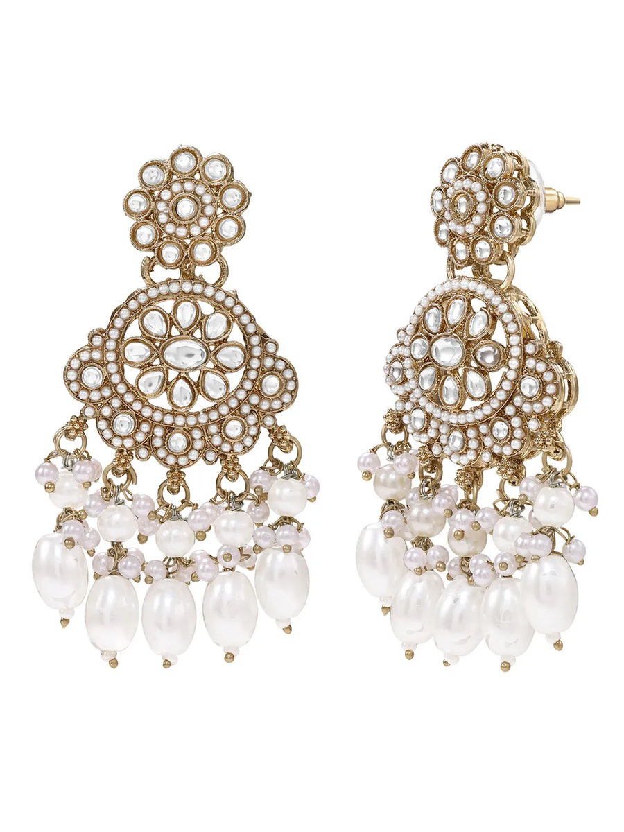 Gold Plated Kundan Pearl Grand Necklace Set