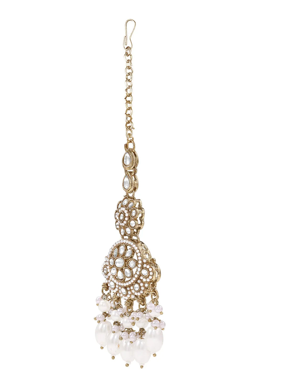 Gold Plated Kundan Pearl Grand Necklace Set