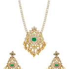 Gold Plated Green Kundan Bridal Pendant Set