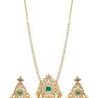 Gold Plated Green Kundan Bridal Pendant Set