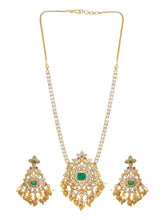Gold Plated Green Kundan Bridal Pendant Set