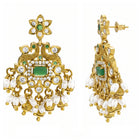 Gold Plated Green Kundan Bridal Pendant Set