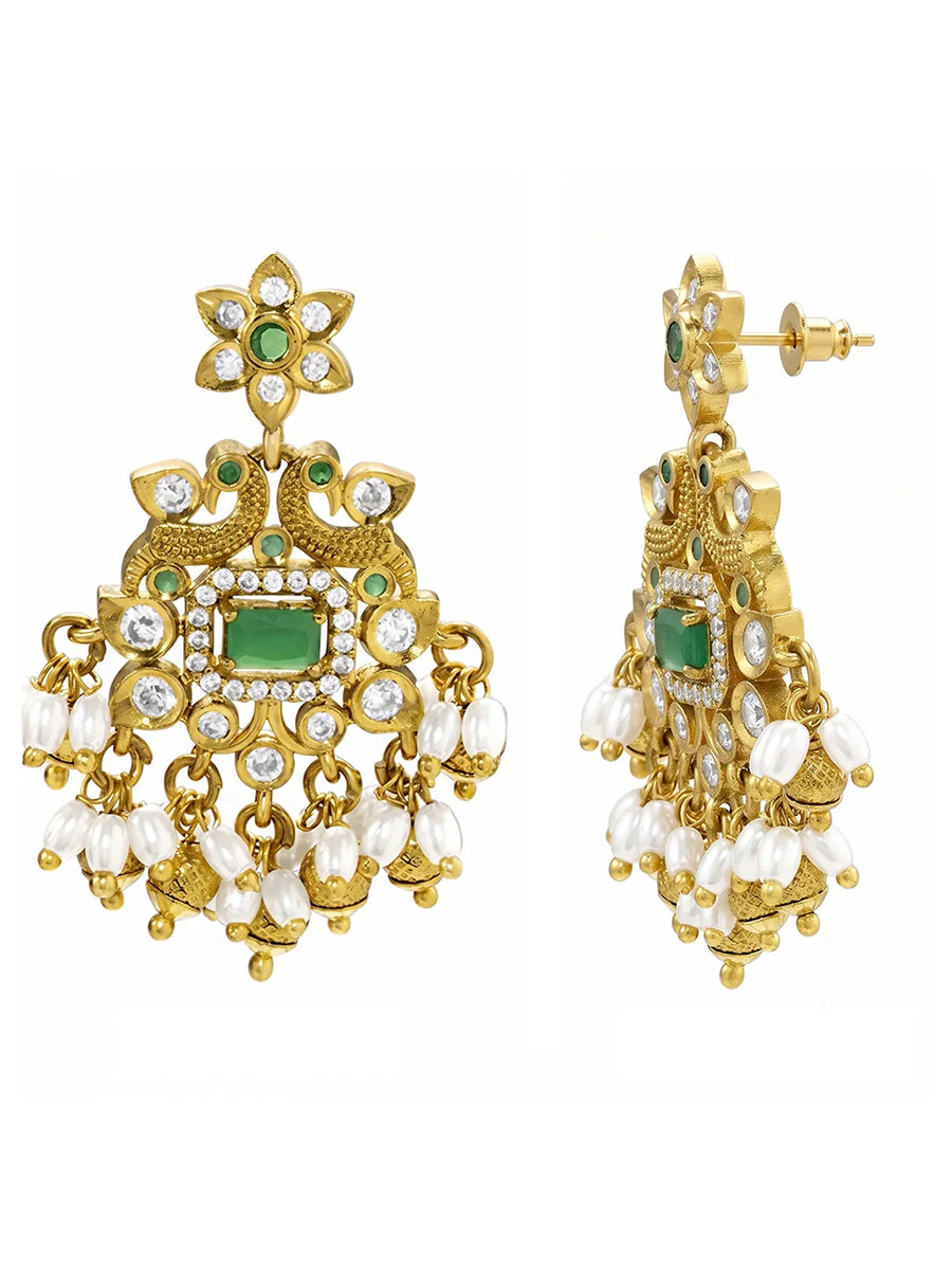 Gold Plated Green Kundan Bridal Pendant Set