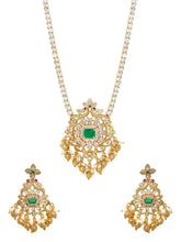 Gold Plated Green Kundan Bridal Pendant Set