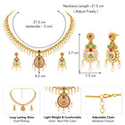 Gold Plated Red Green Pearl Necklace Set
