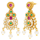 Gold Plated Red Green Pearl Necklace Set