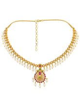 Gold Plated Red Green Pearl Necklace Set