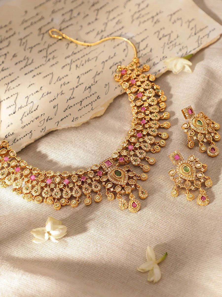 Gold Plated Kundan Bridal Jewellery Set