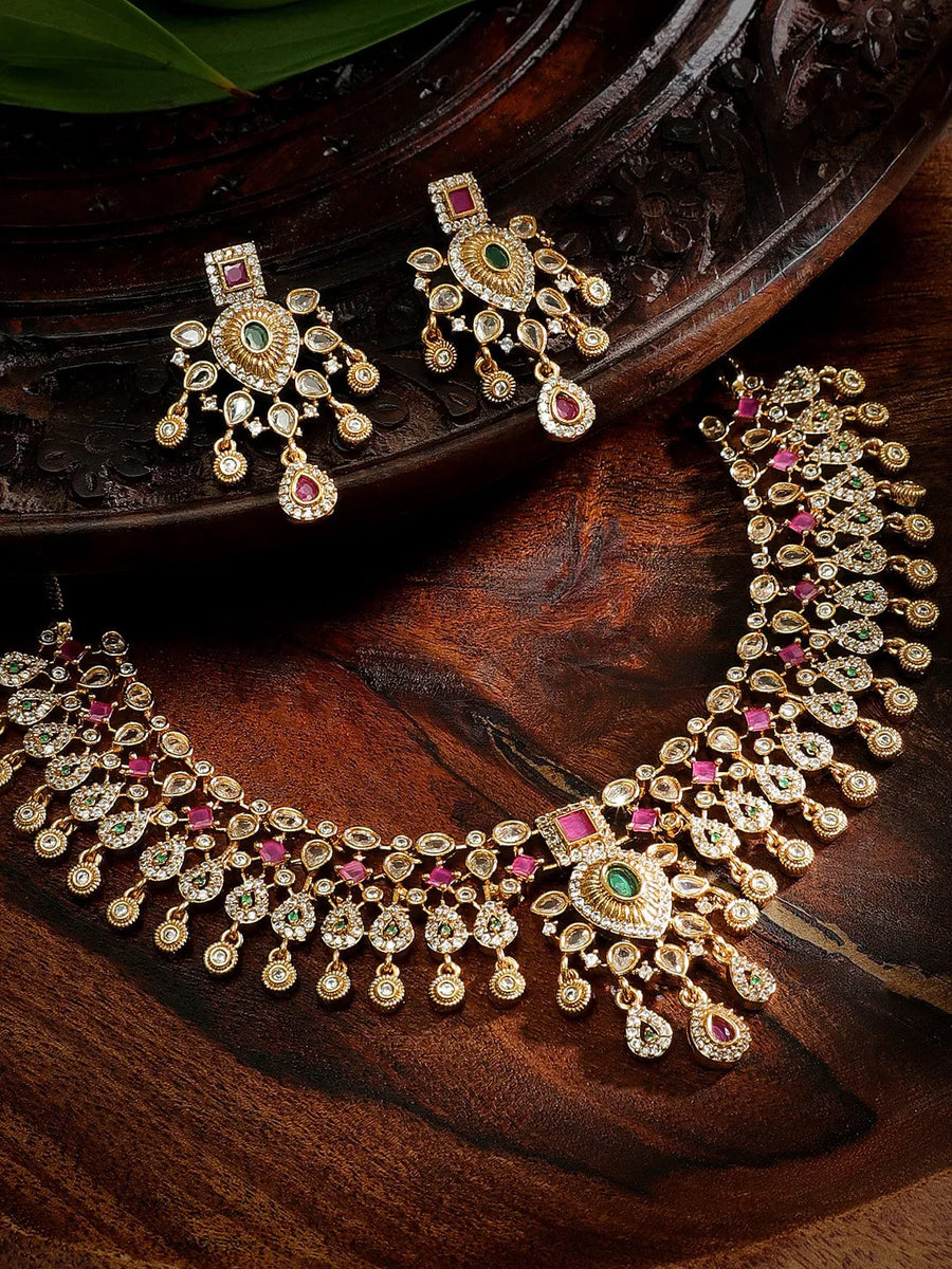 Gold Plated Kundan Bridal Jewellery Set