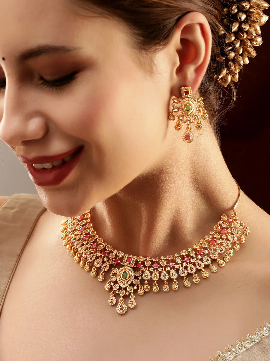 Gold Plated Kundan Bridal Jewellery Set