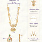 Gold Plated Red Green Kundan Pearl Necklace Set