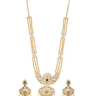 Gold Plated Red Green Kundan Pearl Necklace Set