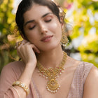 Gold Plated Kundan Statement Necklace Set