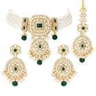 Gold Plated Green Crystal Bead Bridal Set