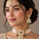 Gold Plated Green Crystal Bead Bridal Set