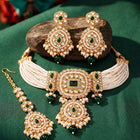 Gold Plated Green Crystal Bead Bridal Set