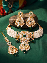Gold Plated Green Crystal Bead Bridal Set