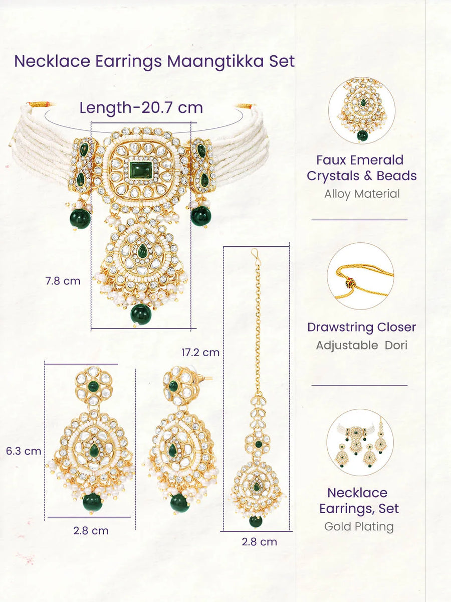 Gold Plated Green Crystal Bead Bridal Set