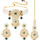 Gold Plated Green Crystal Bead Bridal Set
