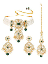 Gold Plated Green Crystal Bead Bridal Set