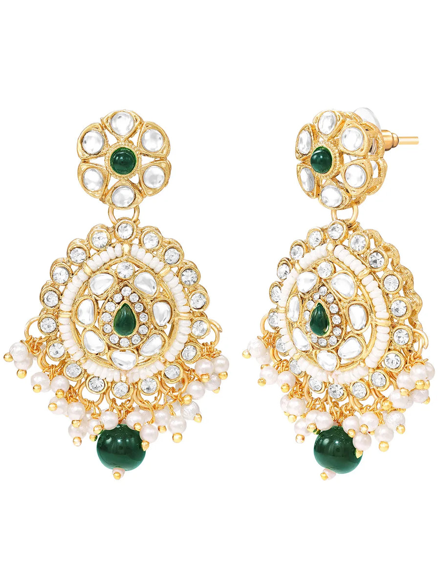 Gold Plated Green Crystal Bead Bridal Set
