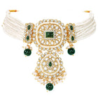 Gold Plated Green Crystal Bead Bridal Set