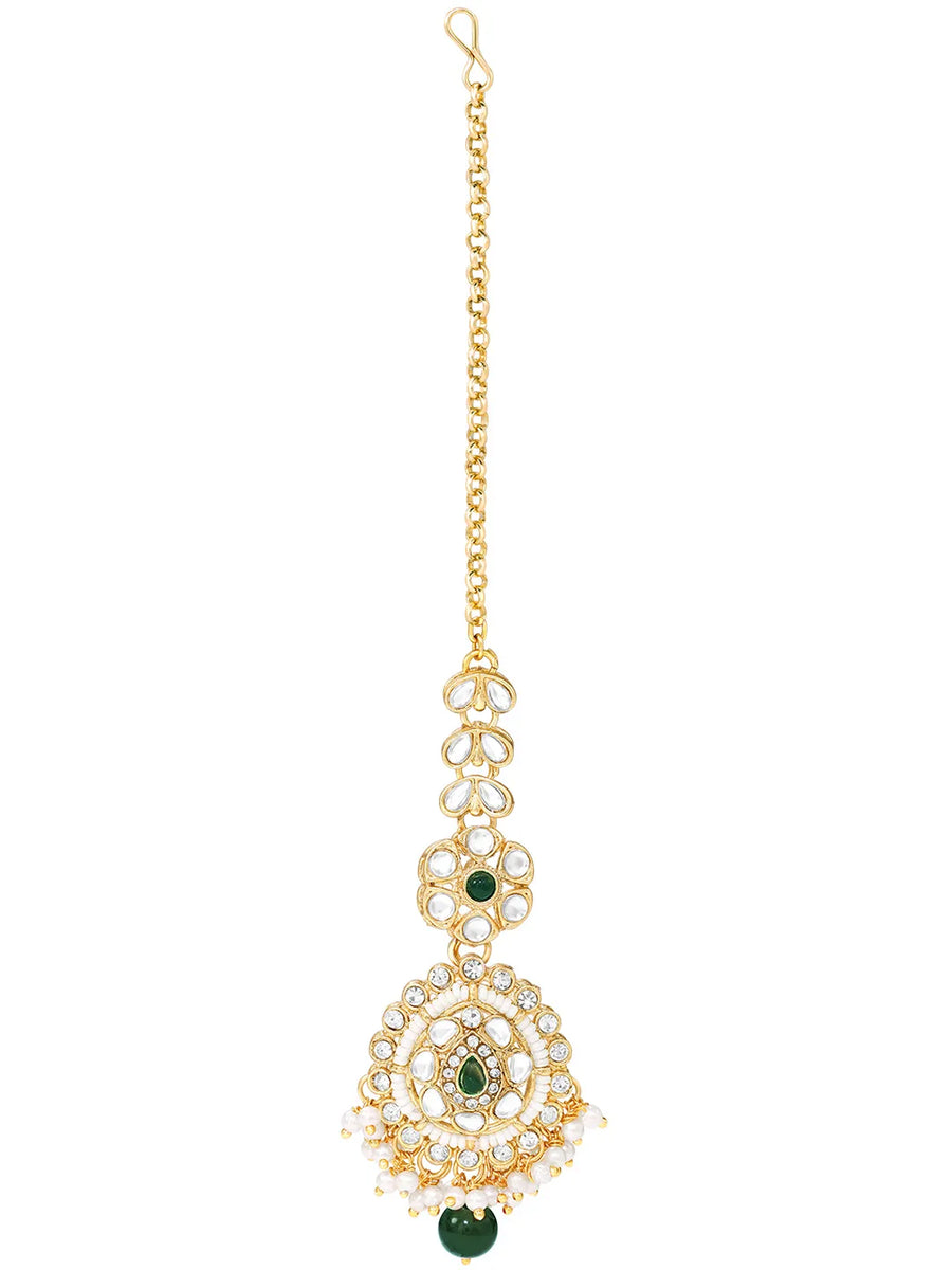 Gold Plated Green Crystal Bead Bridal Set