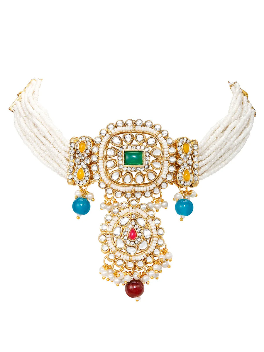 Kundan Multi Colour Choker Jewellery Set for Women