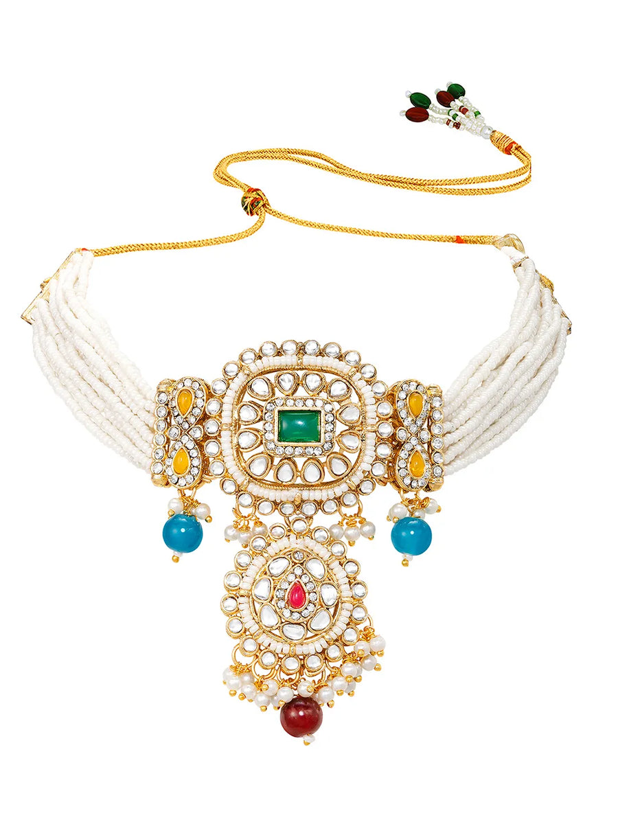 Kundan Multi Colour Choker Jewellery Set for Women