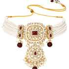 Kundan Ruby Pearl Choker Jewellery Set for Women