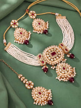 Kundan Ruby Pearl Choker Jewellery Set for Women