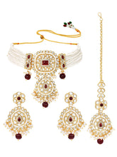 Kundan Ruby Pearl Choker Jewellery Set for Women