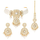 Kundan White Pearl Choker Jewellery Set for Women