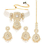 Kundan White Pearl Choker Jewellery Set for Women