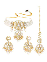 Kundan White Pearl Choker Jewellery Set for Women