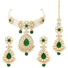 Gold Plated Royal Pearl Kundan Green Choker set