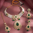 Gold Plated Royal Pearl Kundan Green Choker set