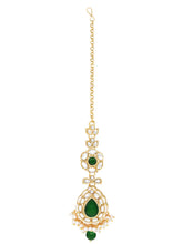 Gold Plated Royal Pearl Kundan Green Choker set