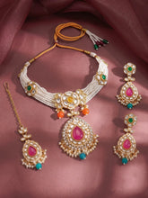 Gold Plated Royal Kundan Multi colour Choker set