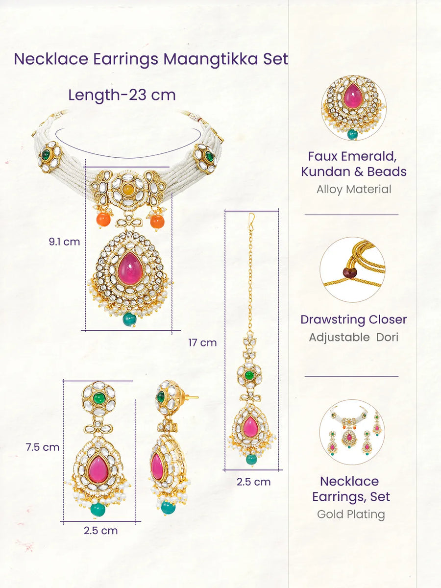 Gold Plated Royal Kundan Multi colour Choker set