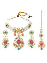 Gold Plated Royal Kundan Multi colour Choker set