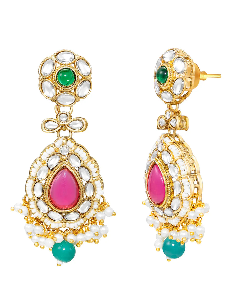 Gold Plated Royal Kundan Multi colour Choker set