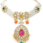 Gold Plated Royal Kundan Multi colour Choker set