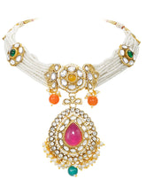 Gold Plated Royal Kundan Multi colour Choker set