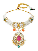 Gold Plated Royal Kundan Multi colour Choker set