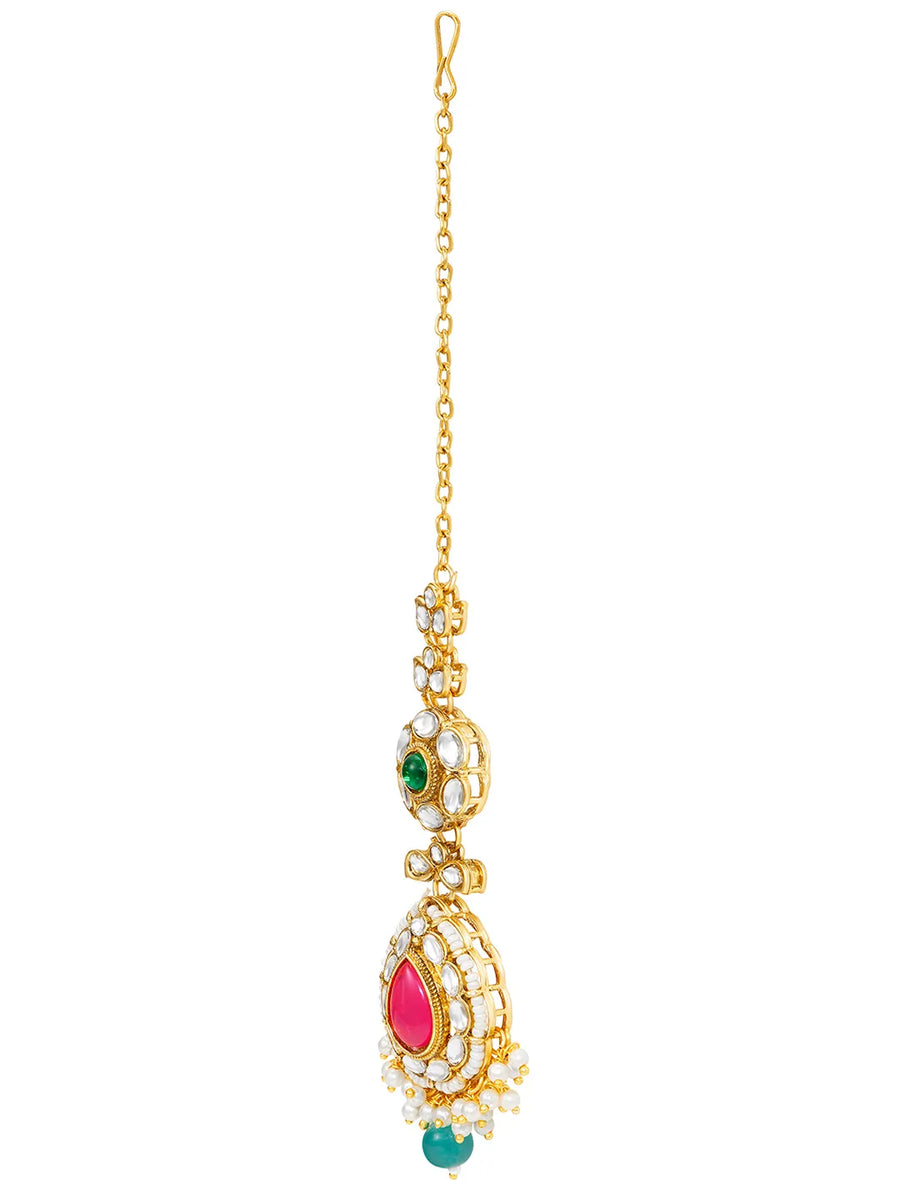 Gold Plated Royal Kundan Multi colour Choker set