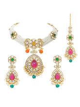 Gold Plated Royal Kundan Multi colour Choker set