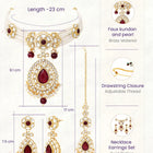 Gold Plated Royal Pearl Kundan Maroon Choker set
